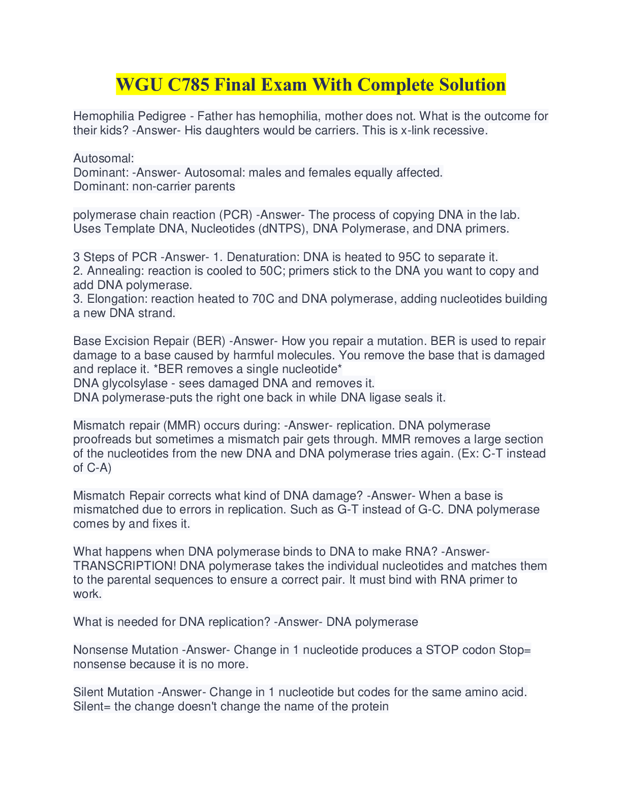 Preview image for WGU C785 Final Exam With Complete Solution